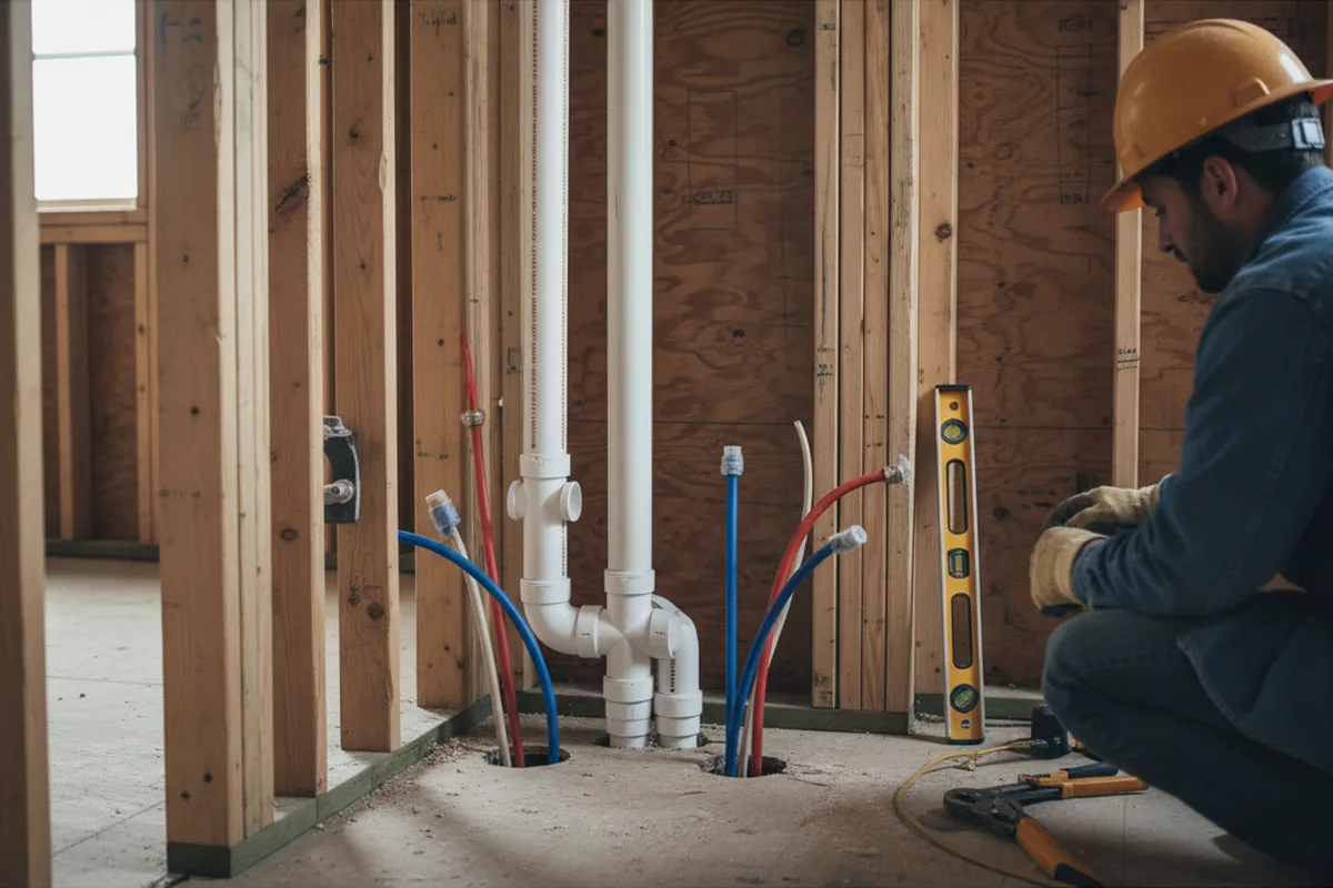 Drain and supply rough-in during Garbage Disposal Repair in Walpole